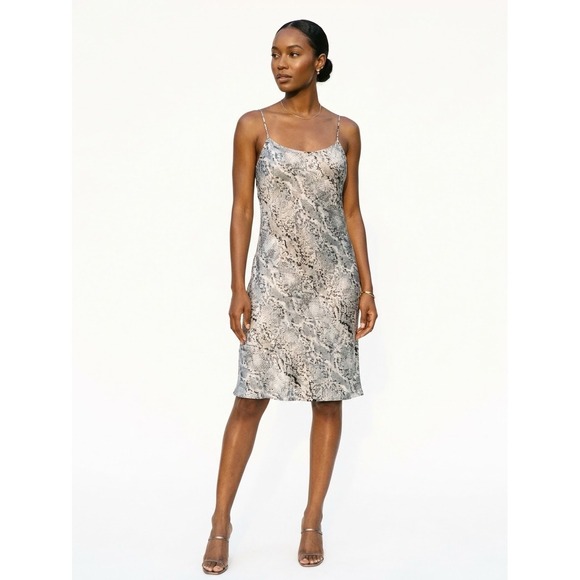 Calvin Klein Dresses & Skirts - NWTS Calvin Klein Grey Snakeskin Print Satin Slip Dress Spaghetti Strap Size 14